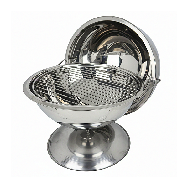 Churrasqueira Náutica a Carvão Overboat M-320 em Aço Inox 304 com Suporte para Mesa