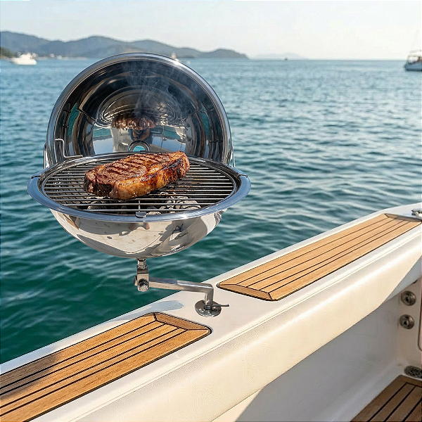 Churrasqueira Náutica em Aço Inox 304 de Costado Overboat com Suporte Ajustável