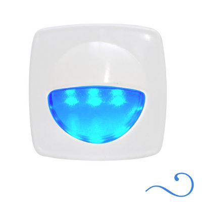 Luz de Cortesia Náutica com 3 LEDs Azuis 12V - Acabamento Branco - LC-02