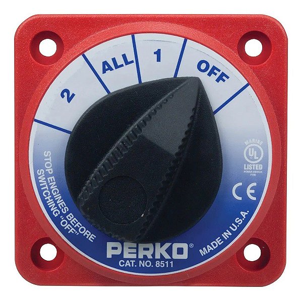 Chave Geral Seletora de Bateria Perko Quadrada para 2 Baterias 450A