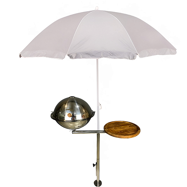 Churrasqueira Náutica em Aço Inox Overboat PGM-314-G com Tábua e Guarda-Sol Integrado. (Popa)