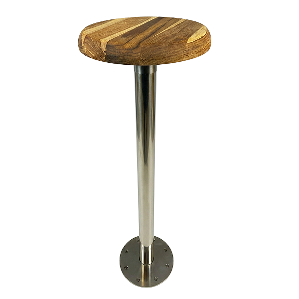 Banqueta de Popa Náutica Overboat com Assento em Madeira Teca e Base Aço Inox