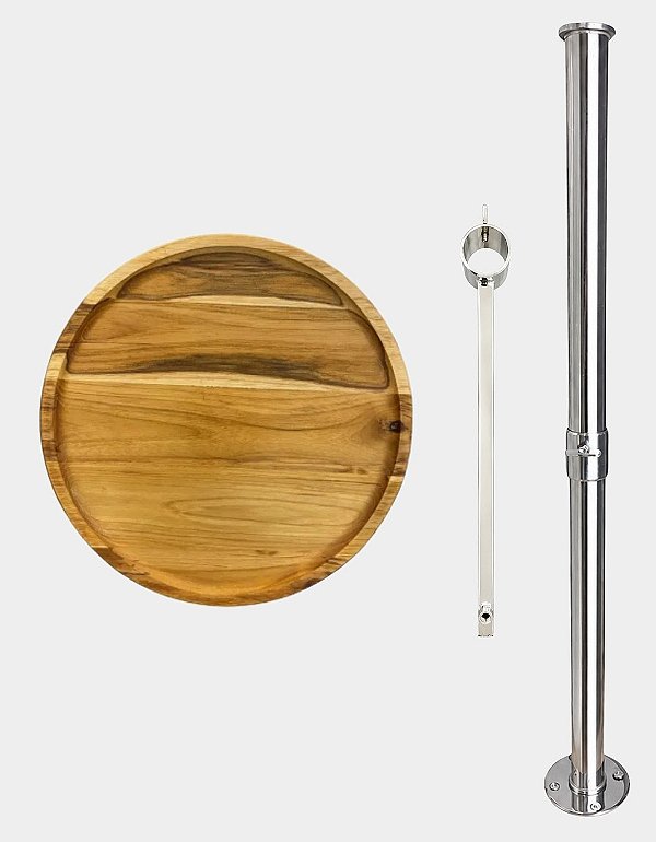 Kit de Montagem Overboat para Churrasqueira em Aço Inox 304 com Pedestal e Tábua de Teca