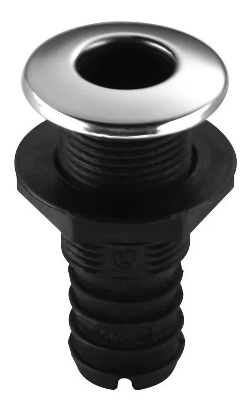 Saída D'água Naylon 1-1/8 Pol Com Capa Inox Lancha Barco