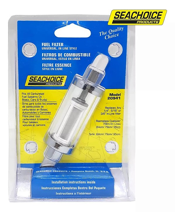Filtro de Combustível em Linha Universal e Lavável Seachoice 20941
