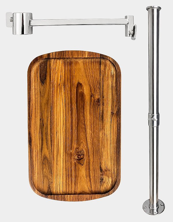 Kit de Montagem Overboat em Aço Inox 304 para Churrasqueira com Pedestal e Tábua