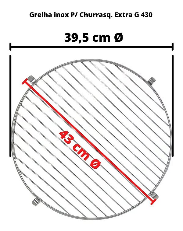 Grelha Extra Grande de Reposição em Inox para Churrasqueira Overboat 430