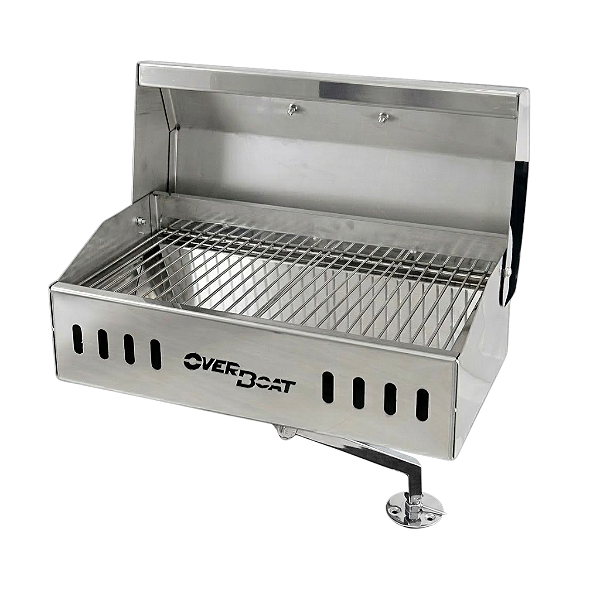 Churrasqueira Náutica em Aço Inox 304 de Costado Overboat CR-460 com Suporte Ajustável