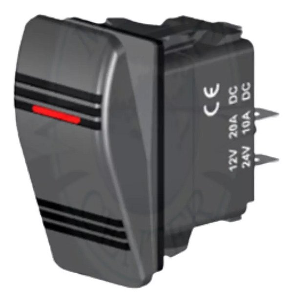 Interruptor de Buzina Iluminado 12V/24V com LED Vermelho para Painel