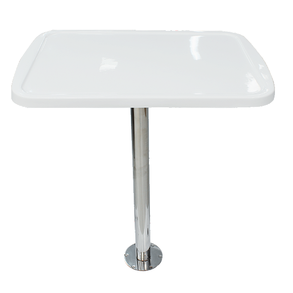 Mesa Náutica Completa Overboat 45x65cm em Fibra com Pedestal Inox