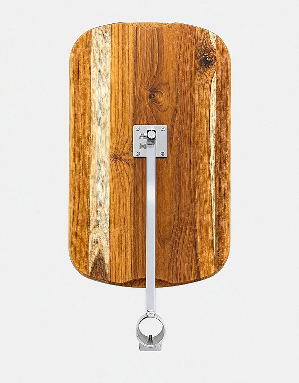 Suporte em Aço Inox 304 Tábua de Teca 45x28cm para Churrasqueira Náutica