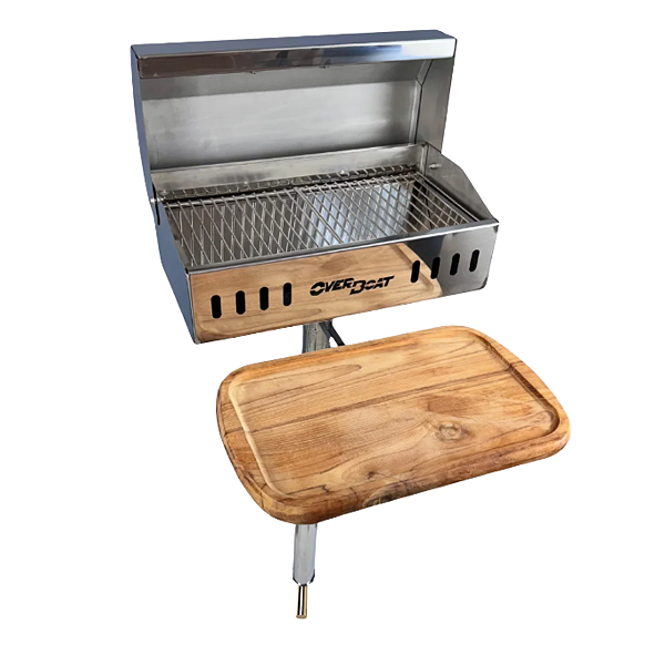 Churrasqueira Náutica Overboat BTR-460 em Aço Inox com Suporte para Barco de Pesca