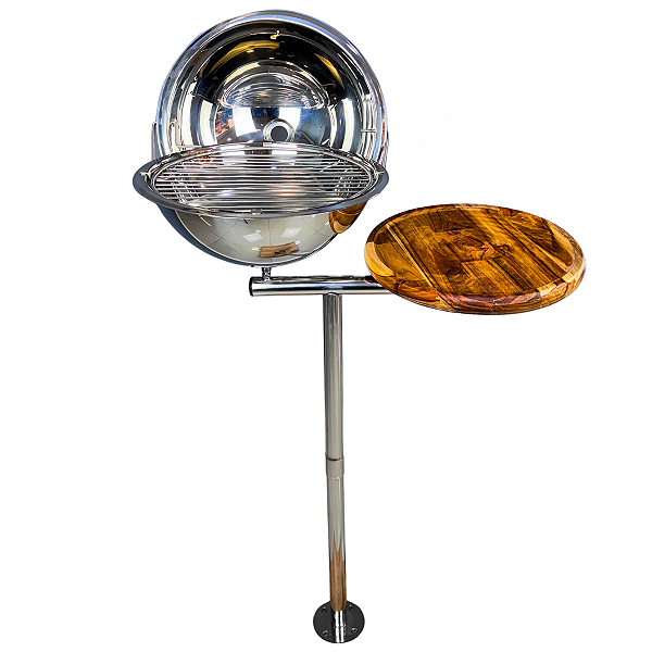 Churrasqueira Náutica em Aço Inox 304 Overboat PT-314 com Pedestal e Mesa de Apoio (Popa)