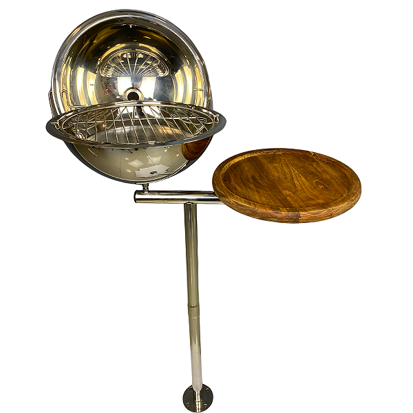 Churrasqueira Náutica em Aço Inox 304 Overboat PT-314 com Pedestal e Mesa de Apoio