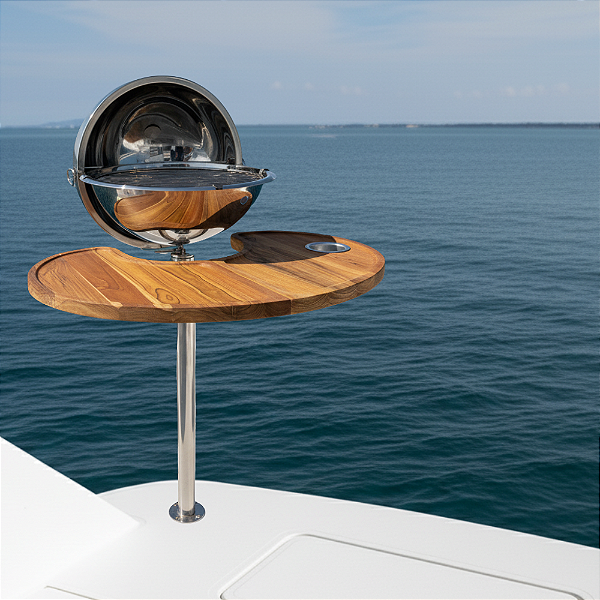 Churrasqueira Náutica em Aço Inox 304 Overboat PT-320 com Tábua Grande (72x49cm)