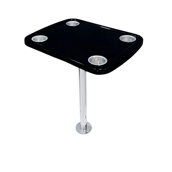 Mesa Náutica Completa Overboat 45x58cm com Pedestal Inox e Porta-Copos