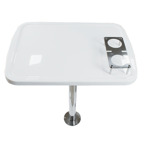 Mesa Náutica Completa Overboat 45x58cm em Fibra com Pedestal Inox