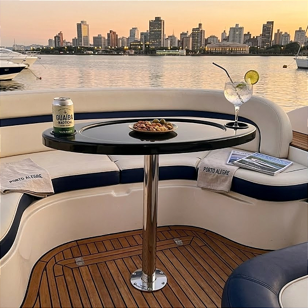 Mesa Náutica Elíptica Completa Overboat 70,5x33,5cm Fibra Preta