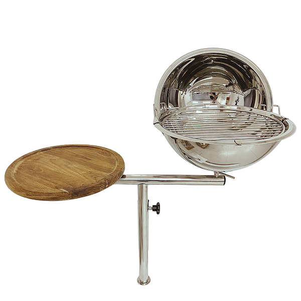 Churrasqueira de Costado em Aço Inox 304 Overboat CTG-314 com Tábua de Teca e Suporte para Guarda-Sol