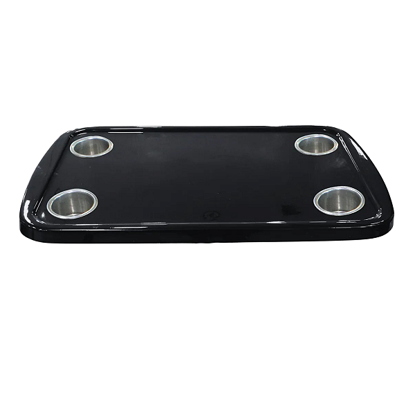 Tampo de Mesa Náutica Overboat 45x65cm Fibra Preta com Porta-Copos