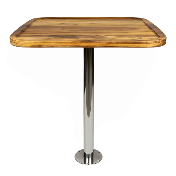 Mesa Náutica Completa Overboat 45x58cm com Pedestal Inox Tampo Liso.