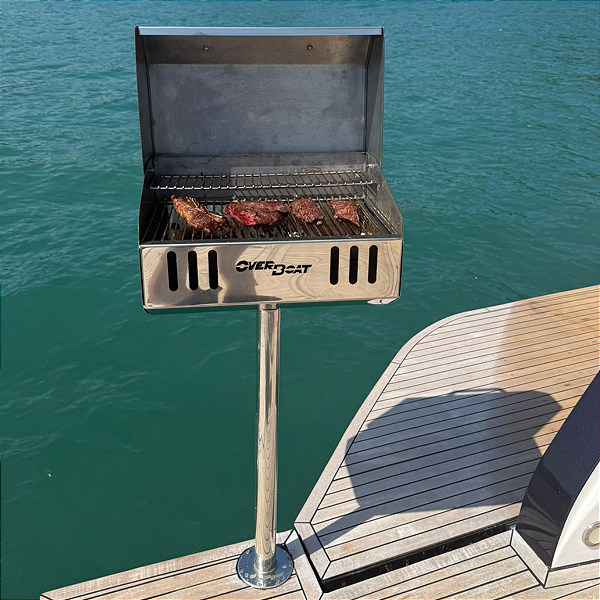 Churrasqueira Náutica PR460-33 Extra Grande Overboat (Popa) em Aço Inox 304