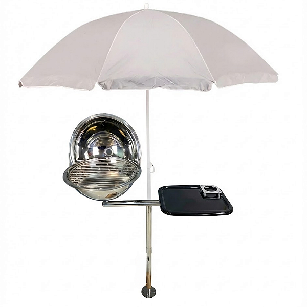 Churrasqueira Náutica Overboat PGM-314-G Inox com Tábua de Fibra e Guarda-Sol