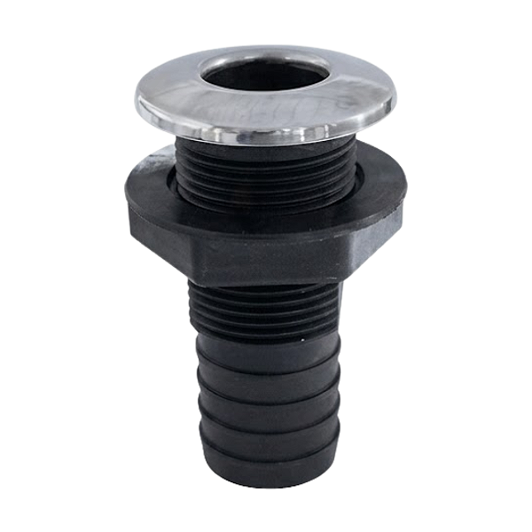 Saída de Água Costado/Popa 1-1/2" com Válvula Anti-Retorno e Borda Inox