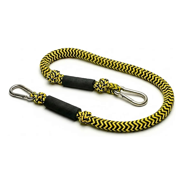 Cabo de Atracação Elástico com 2 Mosquetões Overboat Inox 316 1,5m Amarelo e Preto