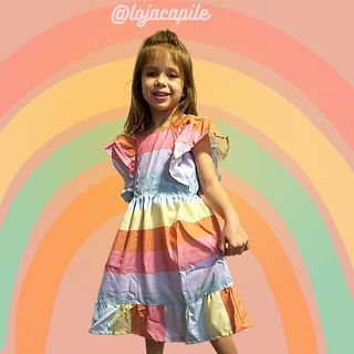 VESTIDO INFANTIL LISTRAS COLORIDAS - CAPILÉ
