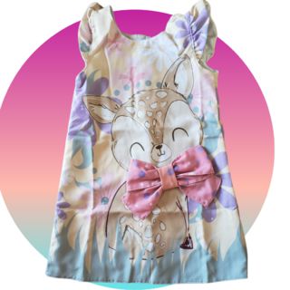 VESTIDO INFANTIL BICHO DA FLORESTA COM ARCO COMBINANDO - CAPILÉ