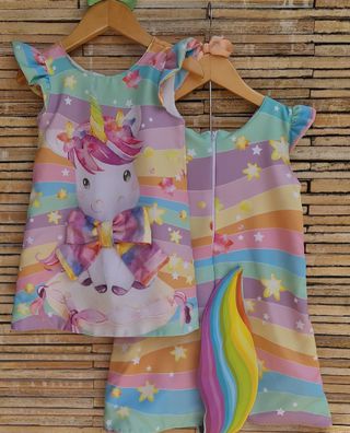 VESTIDO INFANTIL MENINA UNICÓRNIO DE CALDA - CAPILÉ