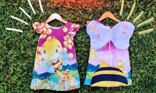 VESTIDO INFANTIL MENINA ABELHA COLORIDA - CAPILÉ