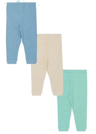 KIT CALÇA INFANTIL CANELADA AMARELO/VERDE/AZUL - JEITO INOCENTE