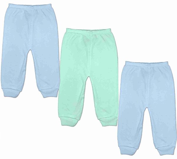 KIT CALÇA INFANTIL CANELADA AZUL/VERDE/AZUL - JEITO INOCENTE