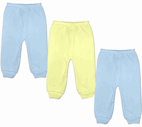 KIT CALÇA INFANTIL CANELADA AZUL/AMARELO/AZUL - JEITO INOCENTE