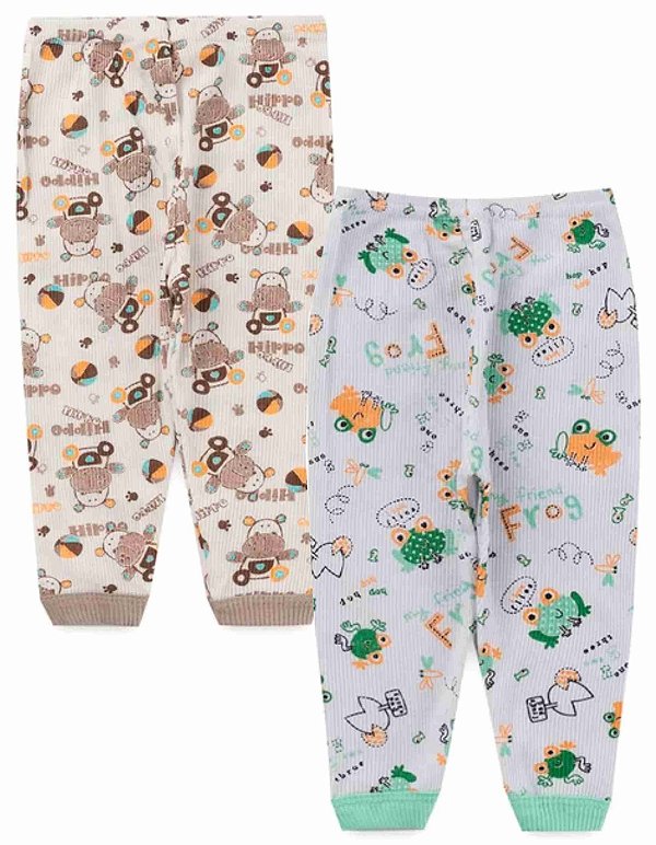 KIT CALÇA INFANTIL CANELADA ESTAMPADO BRANCO/OFF WHITE- JEITO INOCENTE