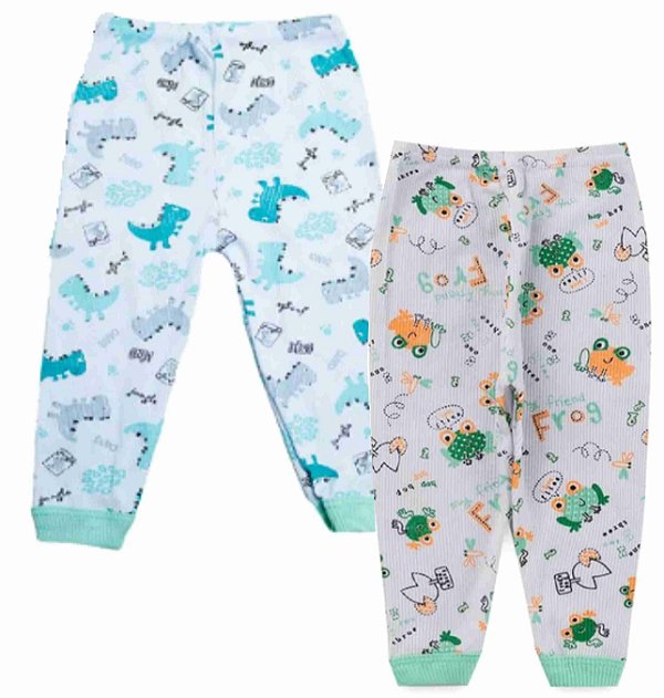 KIT CALÇA INFANTIL CANELADA ESTAMPADO BRANCO - JEITO INOCENTE