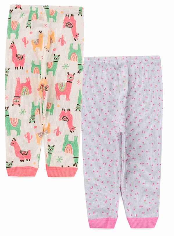 KIT CALÇA INFANTIL CANELADA ESTAMPADO BRANCO/OFF WHITE - JEITO INOCENTE