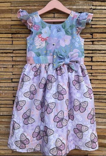 VESTIDO INFANTIL BORBOLETAS E FLORES - CAPILÉ