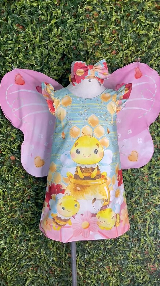 VESTIDO INFANTIL MENINA ABELHA DE ASAS - CAPILÉ
