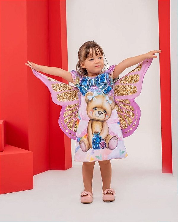 VESTIDO INFANTIL URSO DE ASAS - CAPILÉ