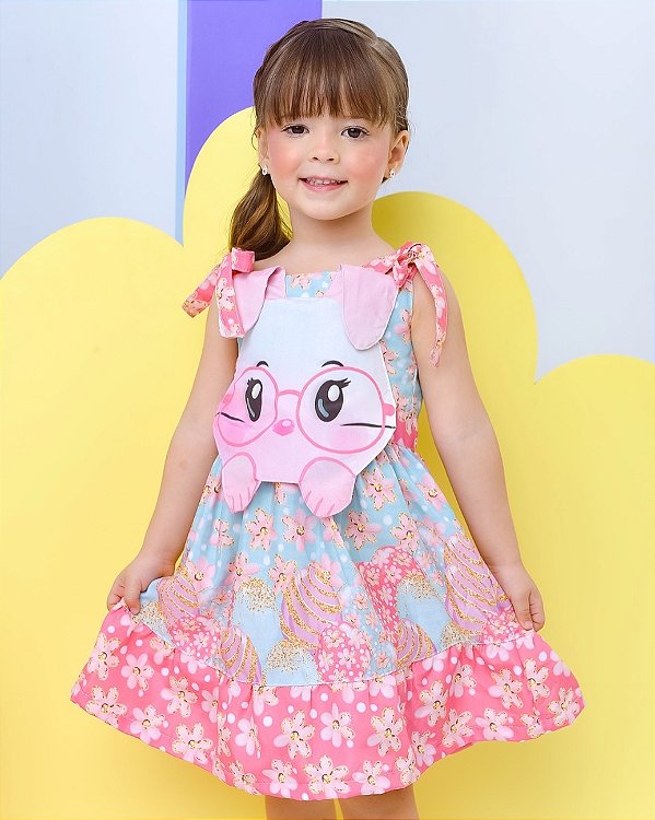 VESTIDO INFANTIL COELHO COLORIDO - CAPILÉ