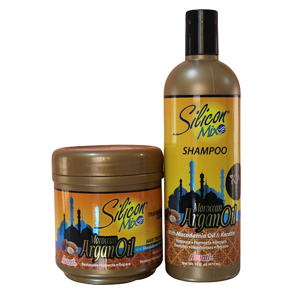 Kit Silicon Mix Tratamento Moroccan Argan Oil Shampoo 473ml e Máscara 450g
