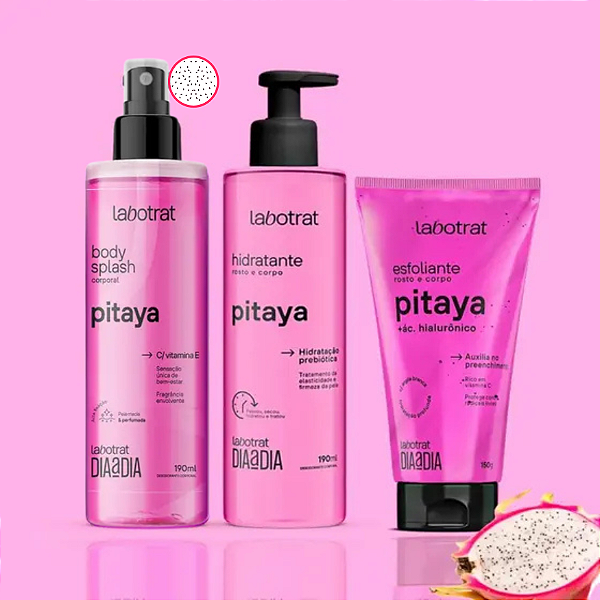 Kit Banho Labotrat Dia a Dia Pitaya  Body Splash 190ml + Hidratante Rosto e Corpo 190ml + Esfoliante Rosto e Corpo 150g