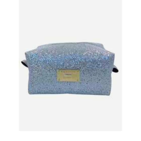 Nécessaire Prata Feminina Organizadora para Maquiagem e Cosmético com Brilho