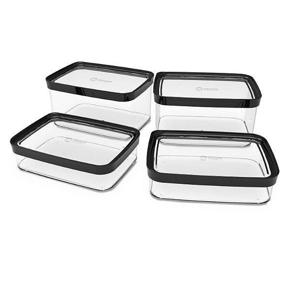 Kit Conjunto de 04 Potes Herméticos para Mantimentos Acrílico 150 – Kit 4