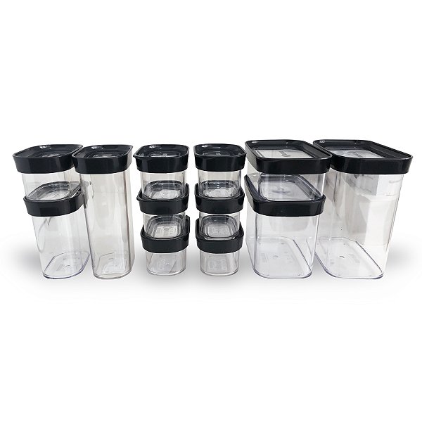 Kit Conjunto de 12 Potes Herméticos Mantimentos e Temperos