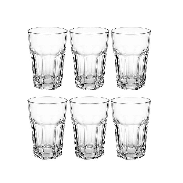 Jogo Kit 6 Copos Vidro Grosso Suco Água Drink Cerveja 310ml
