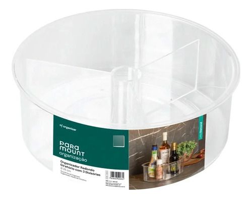 Organizador Giratório Acrílico 3 Divisórias Multiuso 26 Cm